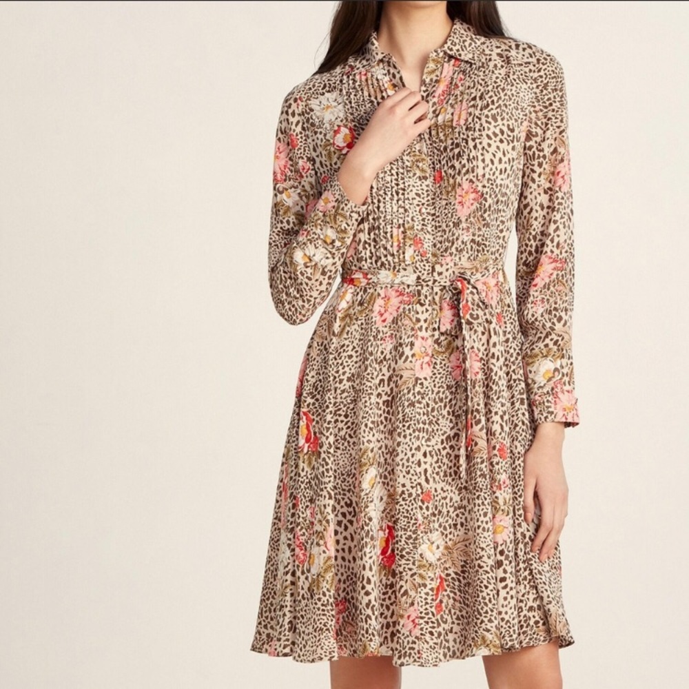 Nanette Lepore Leopard Print Long Sleeve Dress